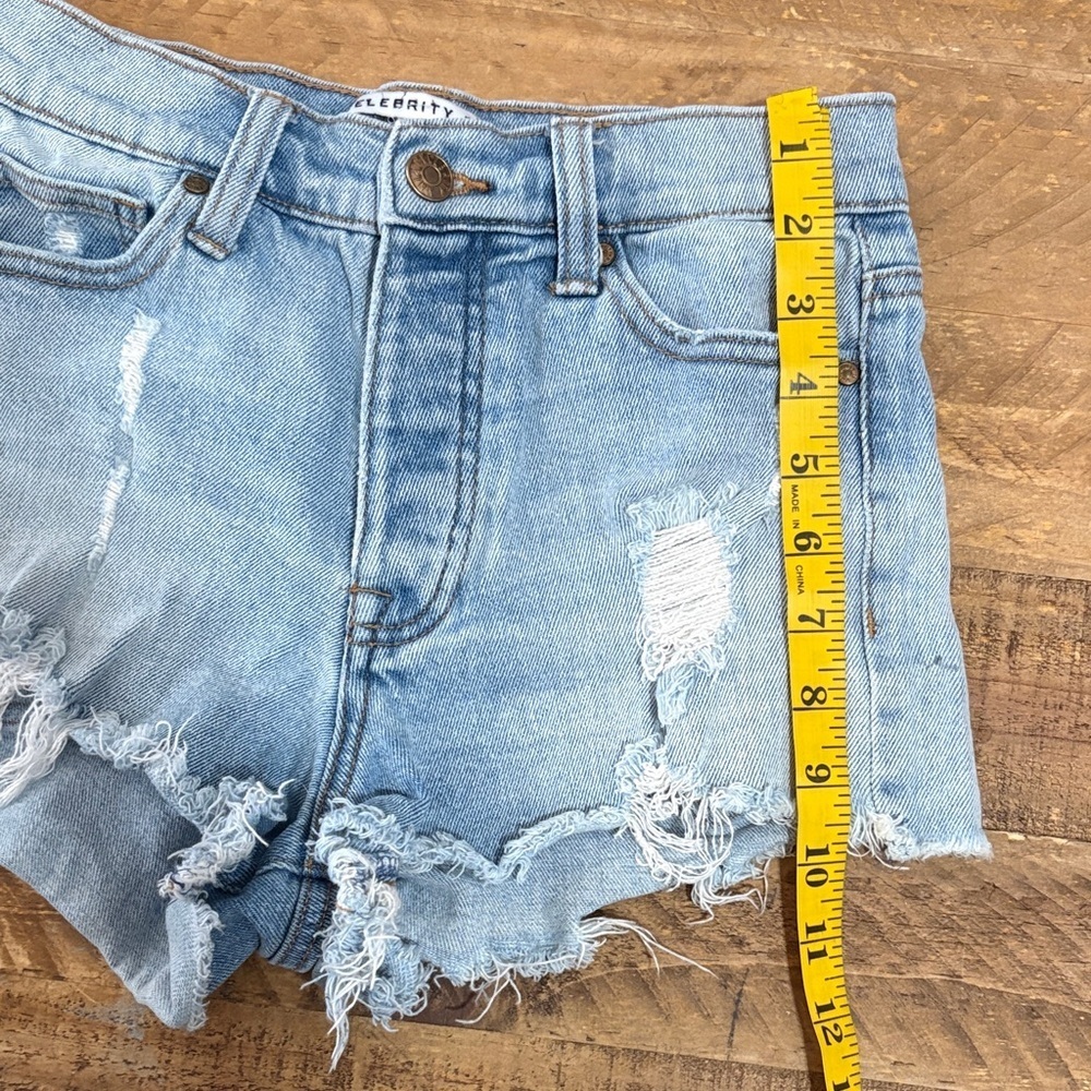 Celebrity Pink Light Wash “The Brat” Ripped Jean Shorts - Picture 6 of 7
